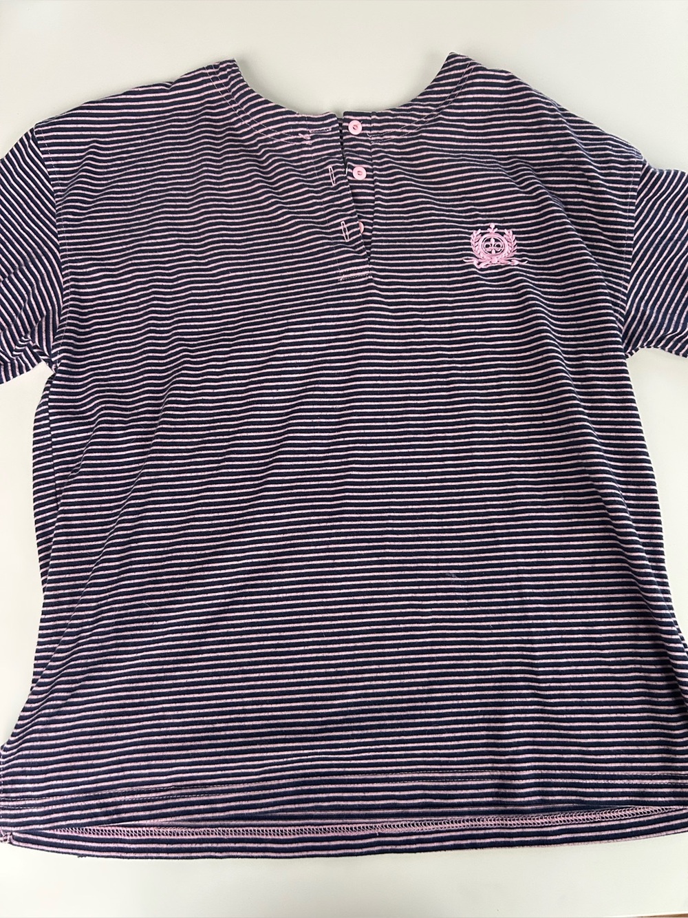 Vintage BOLO Spirit embroidered pink and purple striped shirt